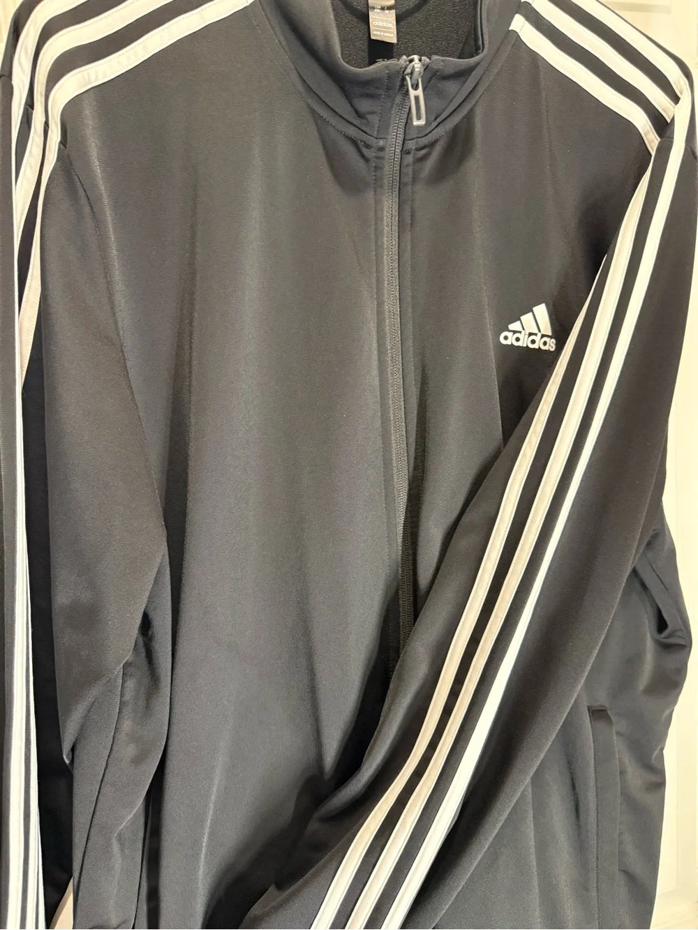 adidas Black Track Jacket with White Three-Stripes